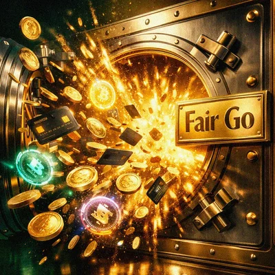Casino bank vault exploding with gold coins